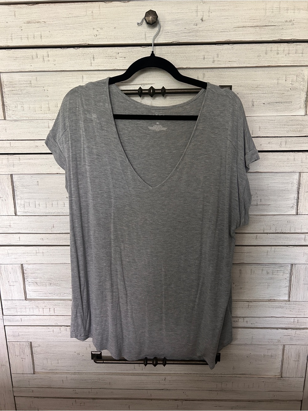 Apt. 9 Heather Gray V-Neck Short Sleeve Top